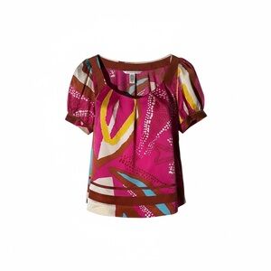 Diane Von Furstenberg Pink and Brown Blouse Sz:8